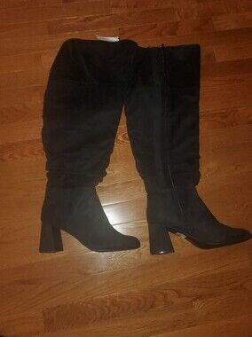 New Black Suede Over-the-Knee Boots